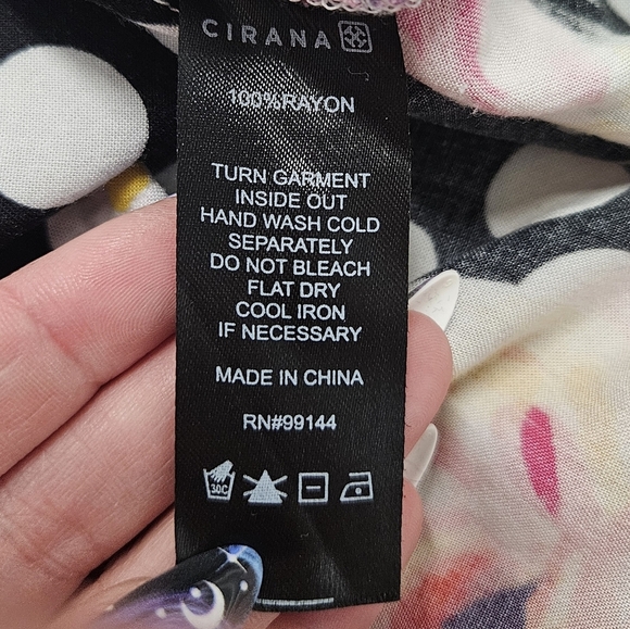 0029 Cirana Polka Dot Floral Lace Button Up Black White Pink Office Size Medium - Picture 8 of 14